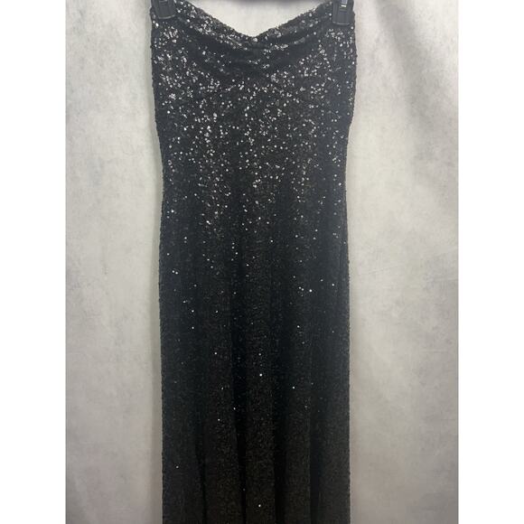 JILL STUART Strappy Black Ruched Neckline Sequin Maxi Dress Size 2 $488 NWNT - Picture 4 of 10
